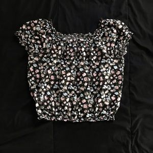 H&M Floral Off-the-Shoulder Crop Top SIZE S